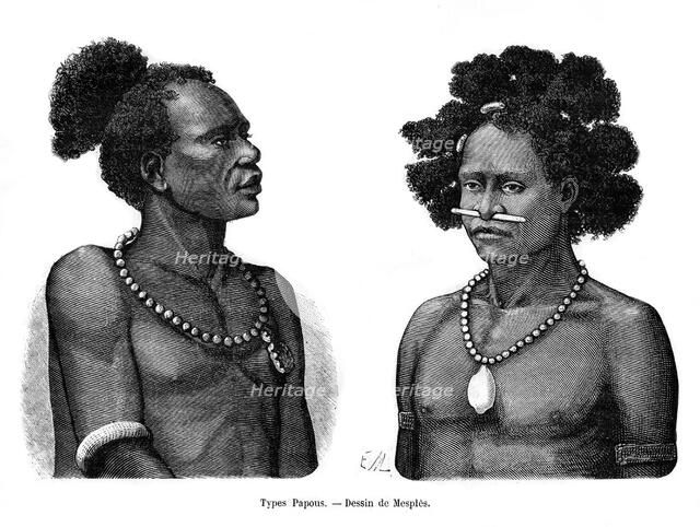 Papuan types, 19th century. Artist: Mesples