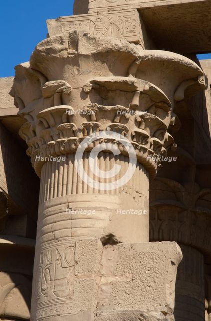 Papyrus column, Temple of Kom Ombo, Egypt, Ptolemaic Dynasty, 2nd century BC (2003). Creator: Unknown.