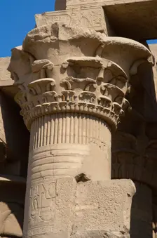 Papyrus column, Temple of Kom Ombo, Egypt, Ptolemaic Dynasty, 2nd century BC (2003). Creator: Unknown