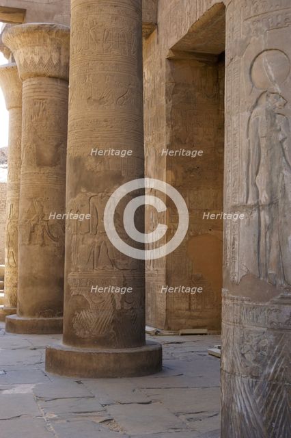 Papyrus column, Temple of Kom Ombo, Egypt, Ptolemaic Dynasty, 2nd century BC (2003). Creator: Unknown.