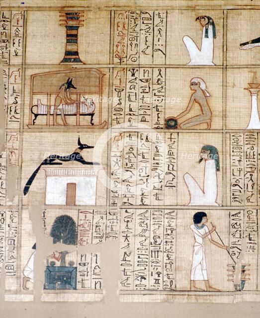 Papyrus, Embalming, Anubis, Ancient Egyptian, c10th century BC. Artist: Unknown.