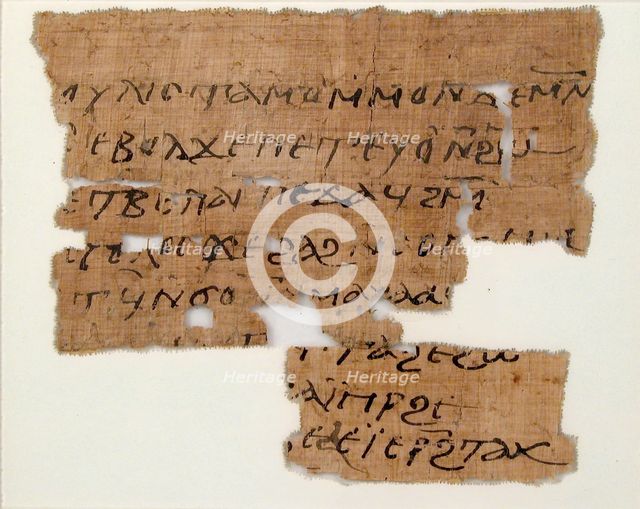 Papyrus Fragment, Coptic, 7th century. Creator: Unknown.