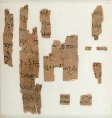 Papyrus Fragments of a Legal Document, Coptic, 580-640. Creator: Unknown