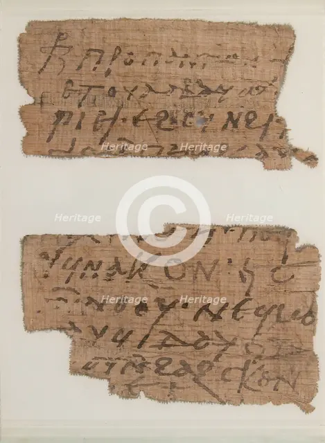 Papyrus Fragments of a Letter from Cyriacus to Bishop Pesenthius, Coptic, 7th century. Creator: Unknown.