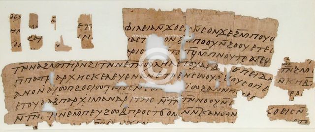 Papyrus Fragments of a Letter from John and Pesenthius to Epiphanius, Coptic, 580-640. Creator: Unknown.