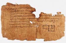 Papyrus Oxyrhynchus 29, with a fragment of Euclid's Elements, Between 75 and 125 AD. Creator: Historic Object