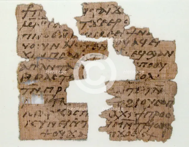 Papyri Fragments of a Letter to Epiphanius and Psan, Coptic, 7th century. Creator: Unknown.