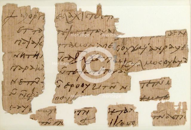 Papyri Fragments of a Letter to Pesenthius, Coptic, 7th century. Creator: Unknown.