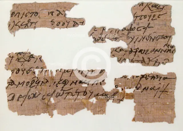 Papyri Fragments of a Letter, Coptic, 7th century. Creator: Unknown.
