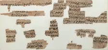 Papyri Fragments of a Letter from Bartholomew to Elisasius, Coptic, 7th century. Creator: Unknown