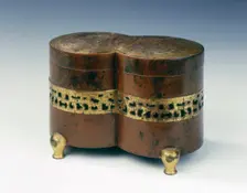Parcel gilt copper ink slab, water container and brazier, Qing dynasty, China, early 18th century. Creator: Unknown