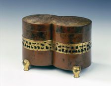 Parcel gilt copper ink slab, water container and brazier, Qing dynasty, China, early 18th century. Creator: Unknown