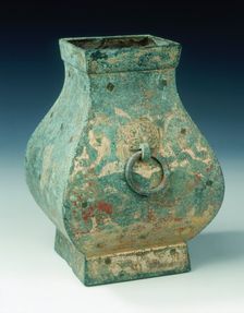 Parcel gilt bronze fanghu, early Western Han dynasty, China, late 3rd-early 2nd century BC