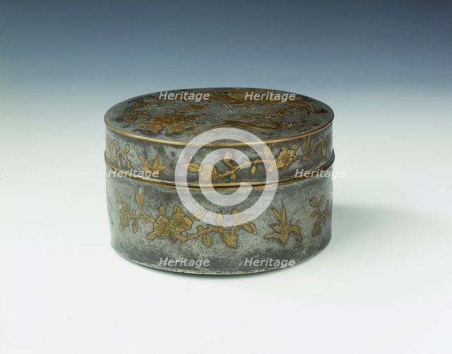 Parcel gilt pewter covered box, early Qing dynasty, China, 1650-1720. Creator: Unknown.