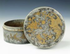 Parcel gilt pewter covered box, early Qing dynasty, China, 1650-1720. Creator: Unknown