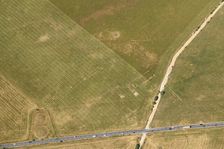 Parch mark of former WW1 military airfield which closed in 1921, Stonehenge Down, Wiltshire, 2022 Creator: Damian Grady