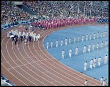 Parade of athletes at the opening ceremony of the 1992 Barcelona Olympic Games
