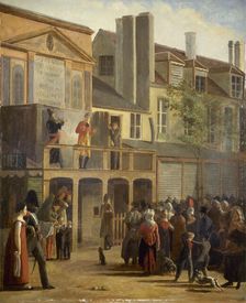 Parade of Bobeche and Galimafre, boulevard du Temple, c1820. Creator: Jean Roller