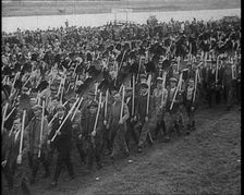 Parade of German Men with Spades and Shovels, 1933. Creator: British Pathe Ltd