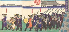 Parade of the Emperor's Troops, 1867. Creator: Yoshifuji