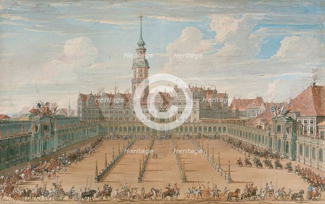 Parade of the Ladies' Ring Races on Juny 6, 1709 in Dresden, 1710. Artist: Fritzsche, C. H. (active 18th century)