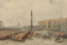 Parade of the Life-Guards Horse Regiment at the Palace Square