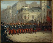 Parade on Boulevard des Italiens, Crimean Army troops, December 29, 1855. Creator: Unknown