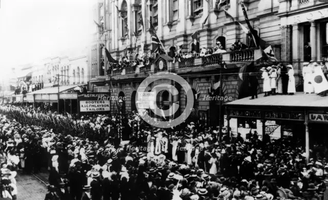 Parade in Queen Street, Brisbane, Queensland, 1914. Creator: Unknown.