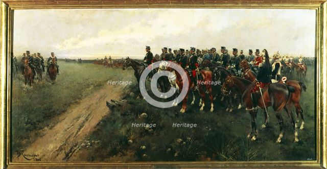 Parade in the Carabanchel maneuvering field before King Alfonso XIII, 1905. Creator: Cusachs i Cusachs, José. (1851-1908).