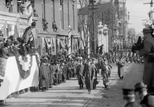 Parade with Reviewing Stand, between 1910 and 1917. Creator: Harris & Ewing