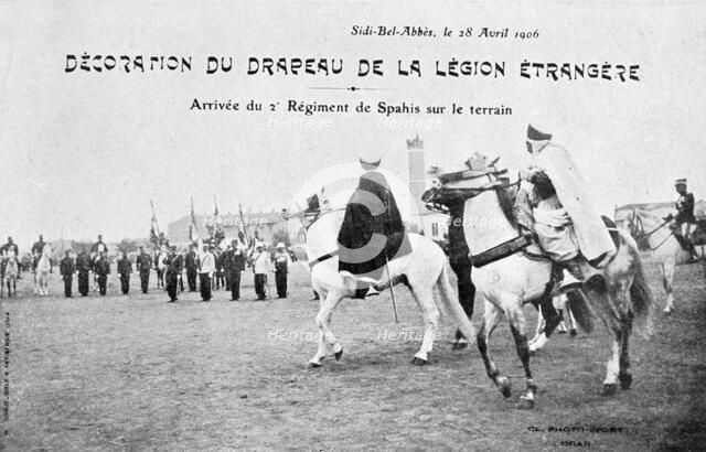 Parading of the flag of the French Foreign Legion, Sidi Bel Abbes, Algeria, 28 April 1906. Artist: Unknown
