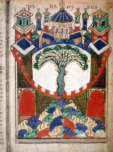Paradise, a page from Liber Floridus, 12th century