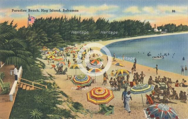 'Paradise Beach, Hog Island, Bahamas', c1930. Artist: Unknown.