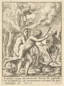 Paradise Lost, from the Dance of Death, 1651. Creator: Wenceslaus Hollar