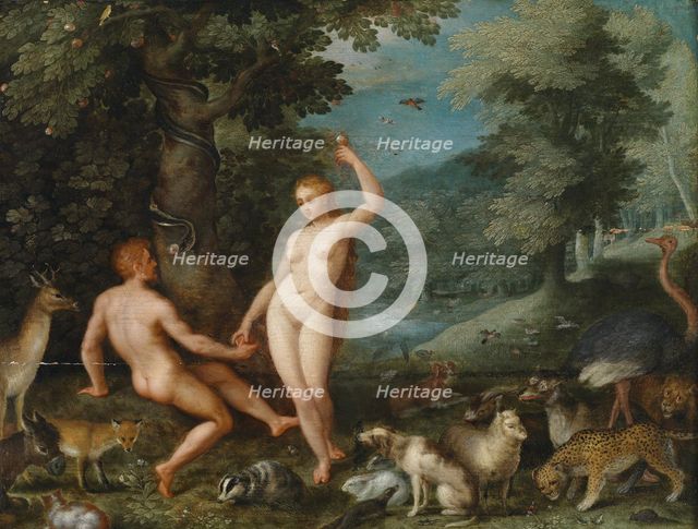 Paradise Landscape with Eve Tempting Adam. Artist: Brueghel, Jan, the Younger (1601-1678)