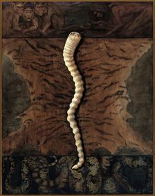Parasites: a parasitical worm, shown much enlarged, with its hosts, c1930. Creator: J Svoboda