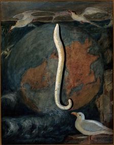 Parasites: a parasitical worm, shown much enlarged, with its hosts, c1930. Creator: J Svoboda