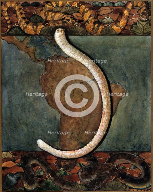 Parasites: a parasitical worm, shown much enlarged, with its hosts, c1930. Creator: J Svoboda.