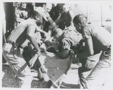 Paratrooper from the 101st Airborne Brigade applying mouth-to-mouth resuscitation..., 1967. Creator: United States Army