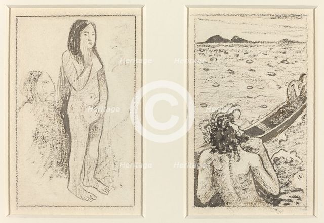 Parau Na Te Varau Ino (left); Tahitian Legend (right), c. 1890/1895. Creator: Paul Gauguin.