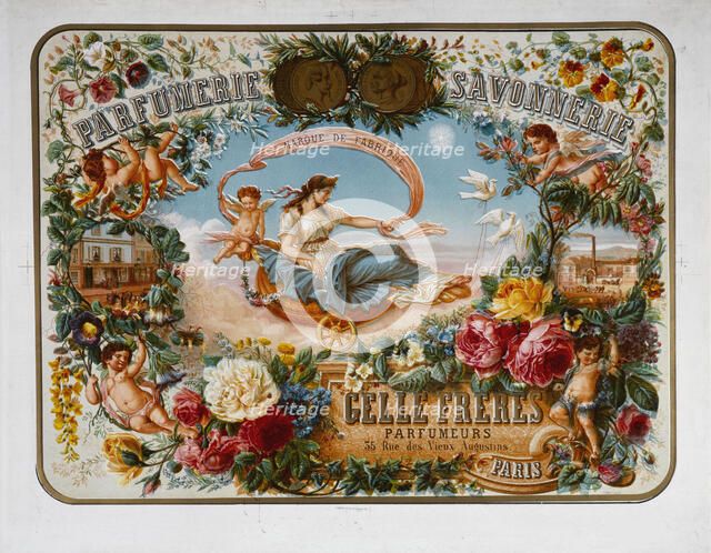 Parfumerie Savonnerie. Marque de Fabrique. Gellé Frères. Parfumeurs, ca 1867. Creator: Poquet, L. (active ca 1870).