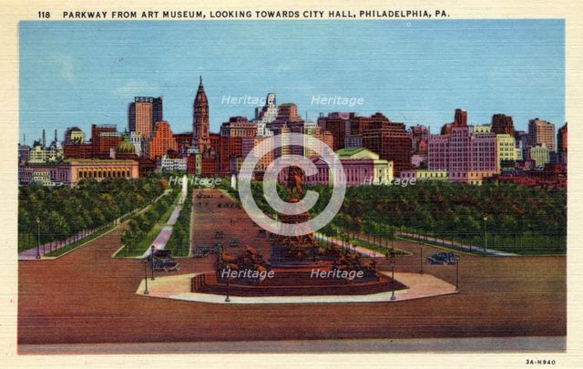 Parkway from the Art Museum, Philadelphia, Pennsylvania, USA, 1933. Artist: Unknown