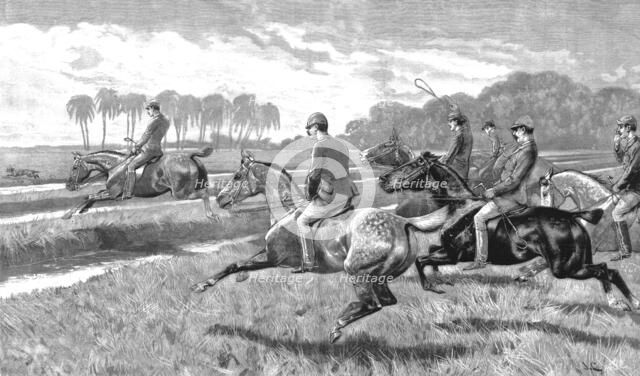 'Pariah Hunting in India- 'The Gridiron Jump'', 1890. Creator: John Charlton.