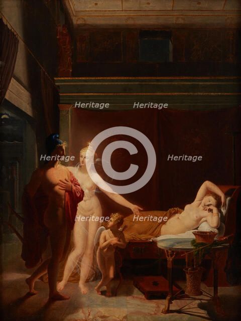 Paris and Helen (Venus and Amor escort Paris to bed chamber of Helen), 1800. Creator: Ducros, Louis (1748-1810).