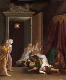 Paris and Helena Surprised by Menelaus, 1645-1680. Creator: Toussaint Gelton
