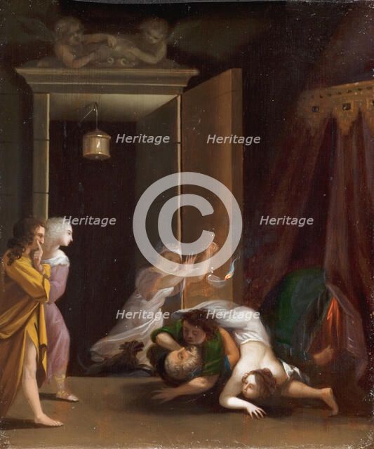 Paris and Helena Surprised by Menelaus, 1645-1680. Creator: Toussaint Gelton.