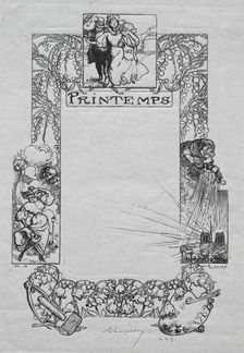 Paris Almanac, 1897: Decorative Border, Spring, 1897. Creator: Auguste Louis Lepère (French, 1849-1918)