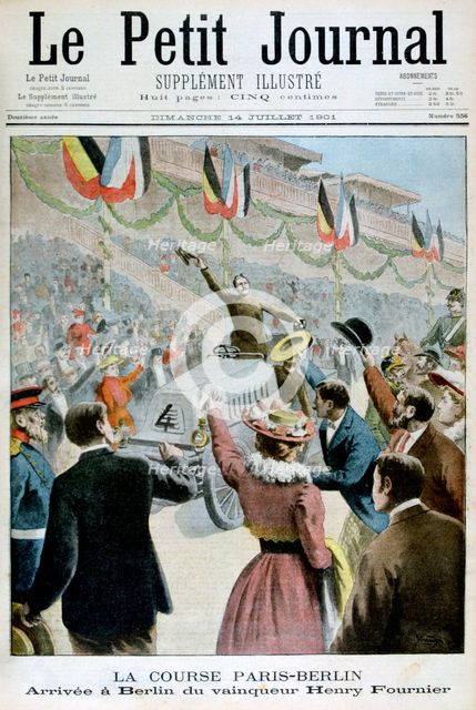 Paris Berlin Race, Arrival of the winner Henry Fournier, 1901. Artist: Unknown