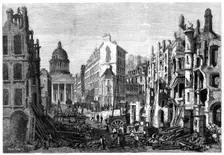 Paris demolitions - removal of a portion of the Quartier Latin - from a drawing by M. Thorigny, 1860 Creator: Unknown
