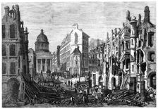 Paris demolitions - removal of a portion of the Quartier Latin - from a drawing by M. Thorigny, 1860 Creator: Unknown